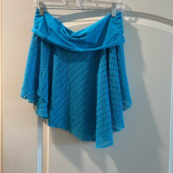 Women's Swimsuit Cover Up Skirt - Mesh Sheer Short, Ruffle Hem, Quick Dry Polyester, Beach & Pool Wear